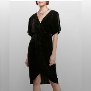 Express Black Velvet Faux Wrap Kimono Sleeve Dress